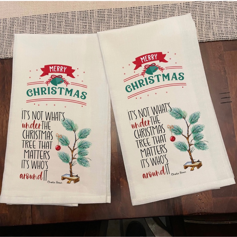 Christmas Kitchen Dish Towel Teal Towel Size 28x28 Flour Sack 100% Cotton